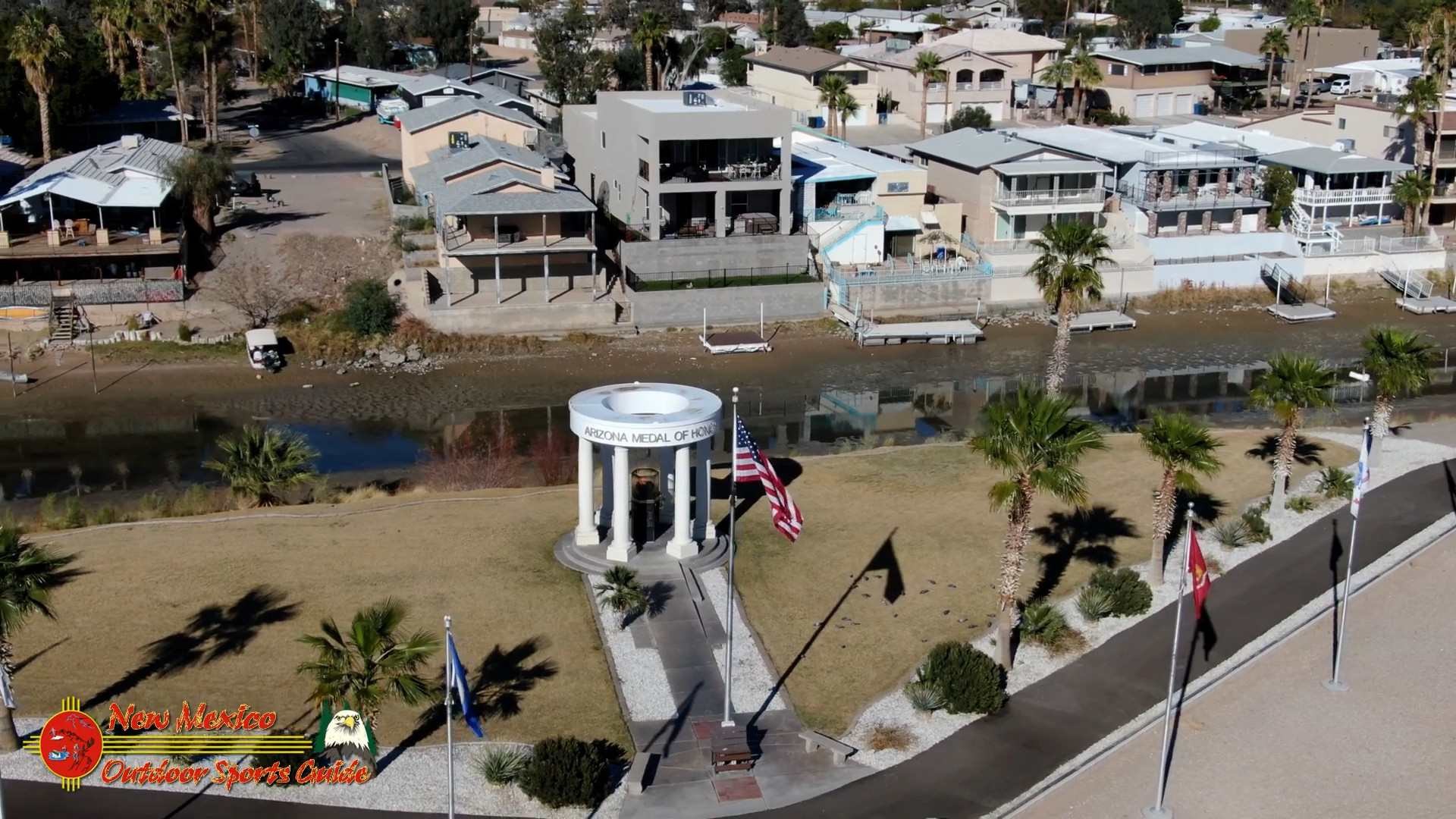 Colorado River Arizona Veterans Memorial Eternal Flame February 2022 Mavic 2 Zoom